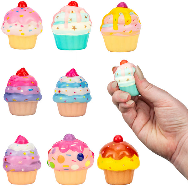 One Dozen 2 Inches Squishy Cupcake Toys in Assorted Styles (12 per order)