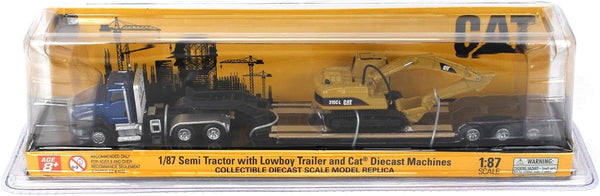 1:87 Scale Cat CT660 Day Cab Tractor with Lowboy Trailer and Cat 315C L Hydraulic Excavator