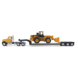 1/87th Scale  CAT CT681 Day Cab Tractor with Lowboy Trailer and Cat 950G Wheel Loader