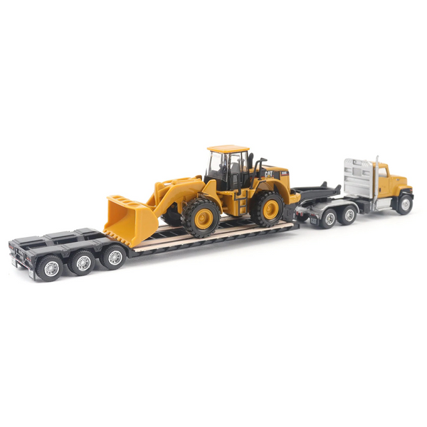 1/87th Scale  CAT CT681 Day Cab Tractor with Lowboy Trailer and Cat 950G Wheel Loader