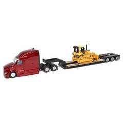 1:87 Peterbilt Model 579 UltraLoft Tandem Tractor with Lowboy Trailer and Cat D5M Dozer