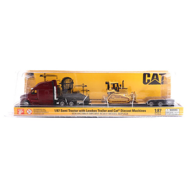 1:87 Peterbilt Model 579 UltraLoft Tandem Tractor with Lowboy Trailer and Cat D5M Dozer