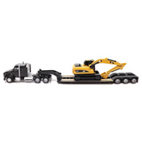 1:87 Scale Kenworth T880s SBFS 40in-Sleeper Tandem Tractor with Lowboy Trailer and Cat 320D L Hydraulic Excavator