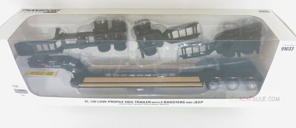 Diecast Masters 1/50 XL 120 Low-Profile HDG Outrigger Style Trailer with Jeep and 2 Boosters Diecast Model
