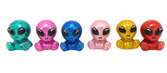 Set of Six 2.5 Inch Rubber Glitter Aliens Figures