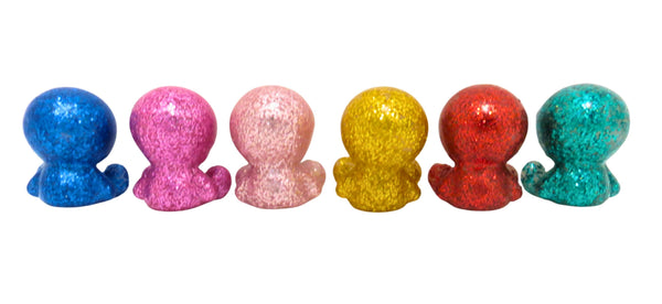 Set of Six 2.5 Inch Rubber Glitter Aliens Figures