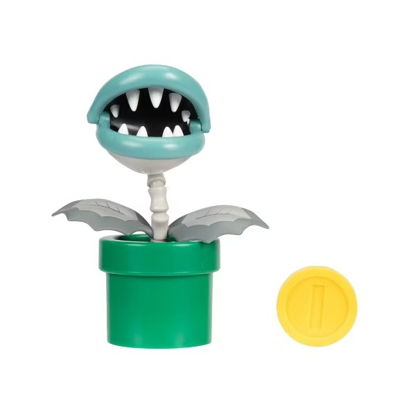 Nintendo Super Mario 4'' Bone Piranha Plant with Coin Action Figure