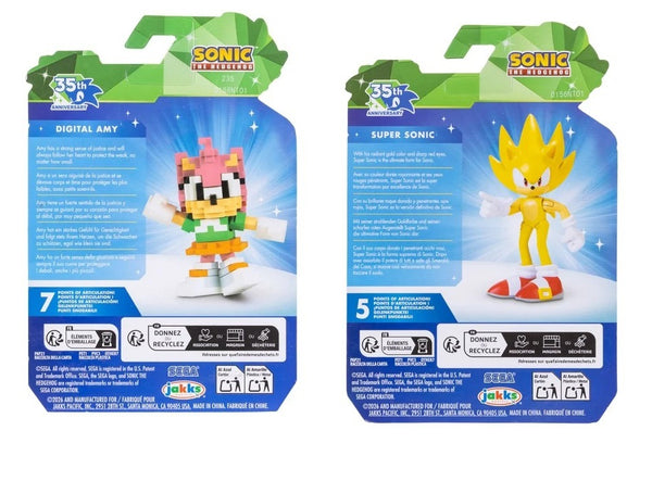 Sonic 35th Anniversary 2.5" Digital Amy and 2.5" Super Sonic Figures