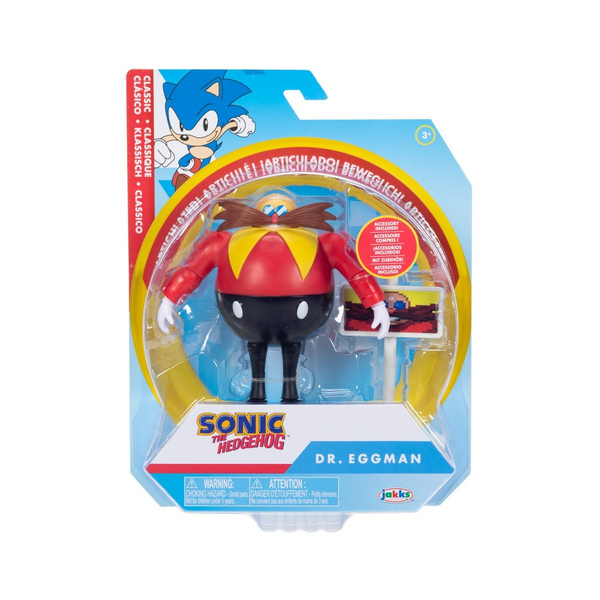 Classic Dr Eggman with Goal Post 4 Inch Action Figure with 13 Points of Articulation