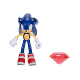 Modern "Grind Shoes" Sonic with Red Chaos Emerald 4 Inch Action Figure with 11 Points of Articulation