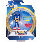 Modern "Grind Shoes" Sonic with Red Chaos Emerald 4 Inch Action Figure with 11 Points of Articulation
