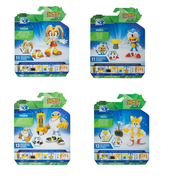Sonic 35th Ann 4" Figures Jakk's Wave 25 Set of 4 (Cream, Sonic, Storm and Tails)