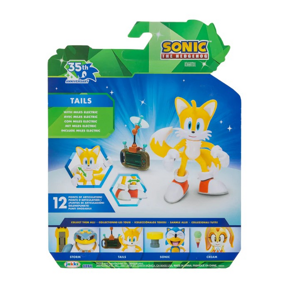 Sonic 35th Anniversary Tails with Miles Electric 4 Inch Action Figure with 12 Points of Articulation