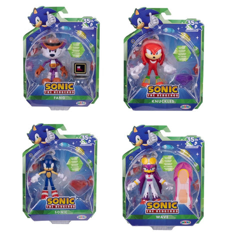 Sonic 35th Ann 4" Figures Jakk's Wave 26 Set of 4 (Fang, Kunckles Sonic, and Wave Swallow)