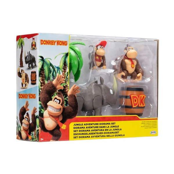 Jakks Pacific 2.5 Inch Donkey Kong Jungle Adventure Diorama Set (new Rambi figure)
