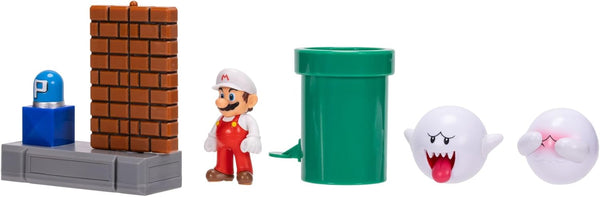 Jakks Pacific 2.5 Inch Super Mario Spinning Spirit House Diorama Set (3 Figures, 2 Accessories)
