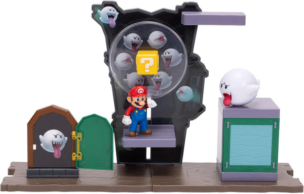 Jakks Pacific 2.5 Inch Super Mario Spinning Spirit House Playset(2 Figures, 4 Interactive Features)