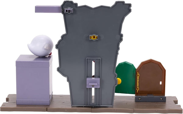 Jakks Pacific 2.5 Inch Super Mario Spinning Spirit House Playset(2 Figures, 4 Interactive Features)
