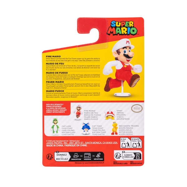 Jakks Pacific Fire Mario 2.5'' Action Figure in Blister Packaging