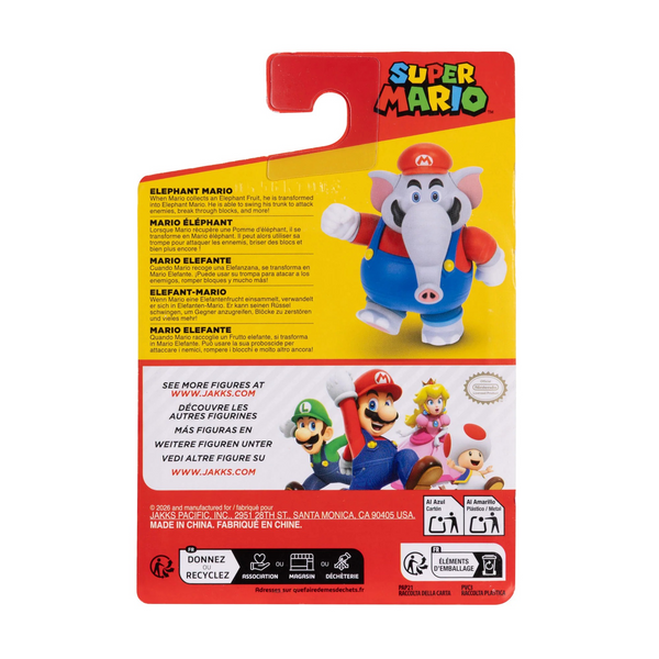 Jakks Pacific Elephant Mario 2.5'' Action Figure in Blister Packaging