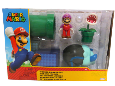 Jakks Pacific 2.5 Inch Super Mario Wonder Diorama Play Set (New Figures Bubble Mario & Bulrush)