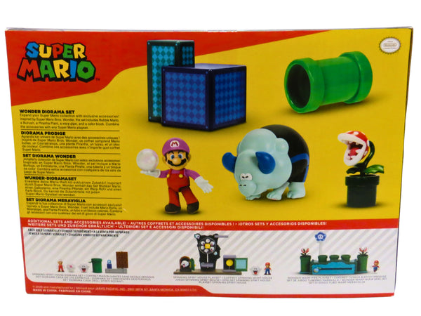 Jakks Pacific 2.5 Inch Super Mario Wonder Diorama Play Set (New Figures Bubble Mario & Bulrush)
