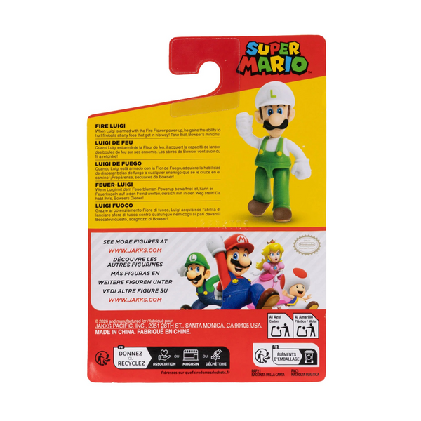 Jakks Pacific Fire Luigi with articulate legs 2.5'' Action Figure in Blister Packaging