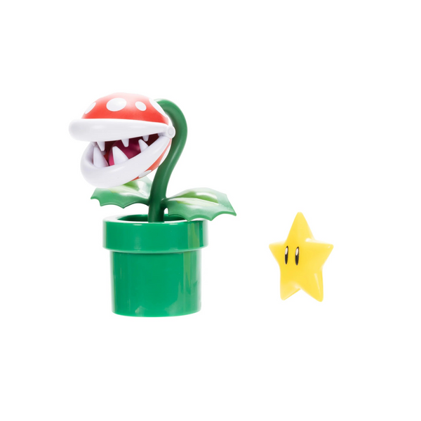 Nintendo Super Mario 4'' Piranha Plant Action Figure with Super Star Accessory