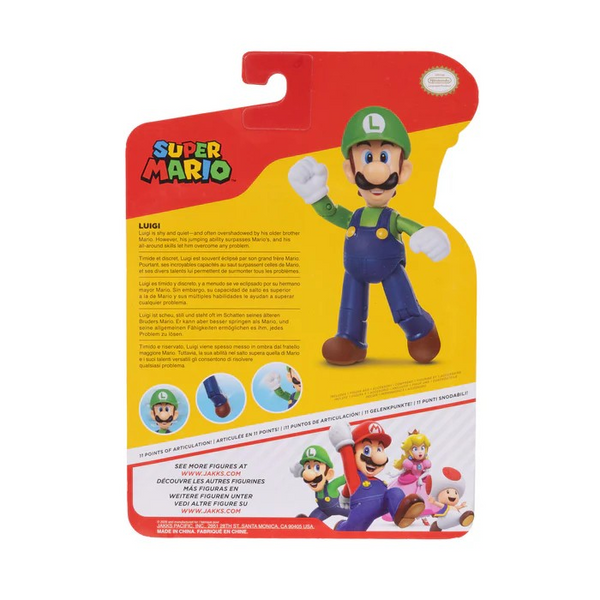 Nintendo Super Mario 4'' Luigi with Red Super Mushroom Action Figure