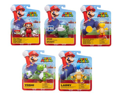 Jakk's Super Mario 4'' Action Figure Wave 51 Set of 5 (Drill Mario, Yoshi, Larry Koopa, Spike and Koopa Trooper