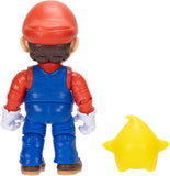 The Super Mario Galaxy Movie Mario 5 Inch Figure with Yellow Glow-in-The Dark Luma Star