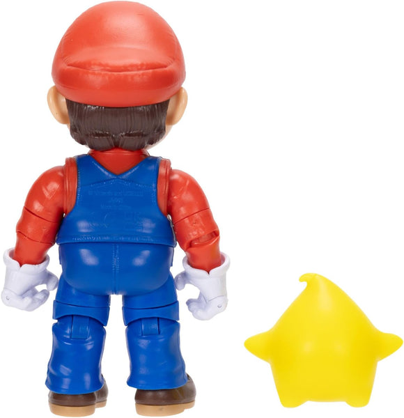 The Super Mario Galaxy Movie Mario 5 Inch Figure with Yellow Glow-in-The Dark Luma Star