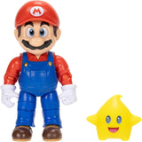 The Super Mario Galaxy Movie Mario 5 Inch Figure with Yellow Glow-in-The Dark Luma Star