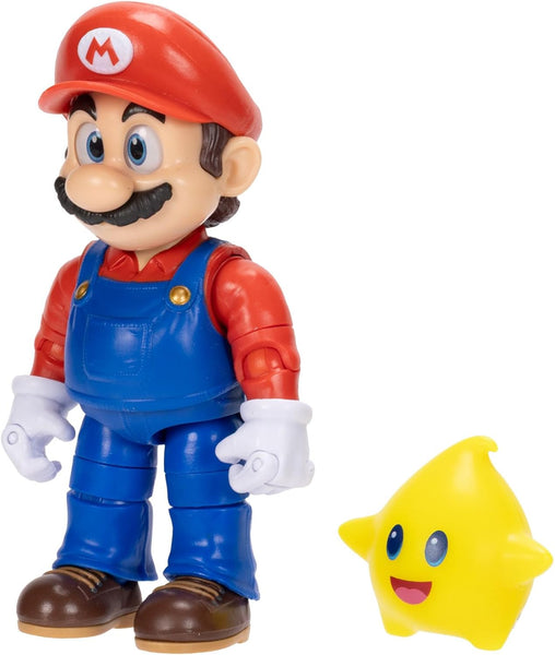 The Super Mario Galaxy Movie Mario 5 Inch Figure with Yellow Glow-in-The Dark Luma Star