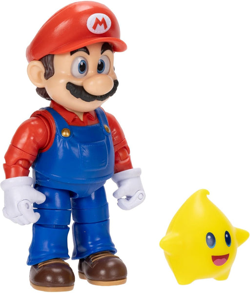The Super Mario Galaxy Movie Mario 5 Inch Figure with Yellow Glow-in-The Dark Luma Star