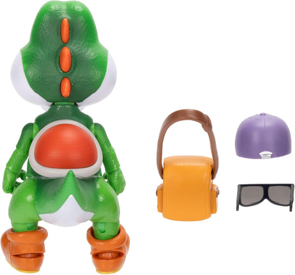 The Super Mario Galaxy Movie Yoshi 5 Inch Figure with Hat, Sunglasses, and Satchel