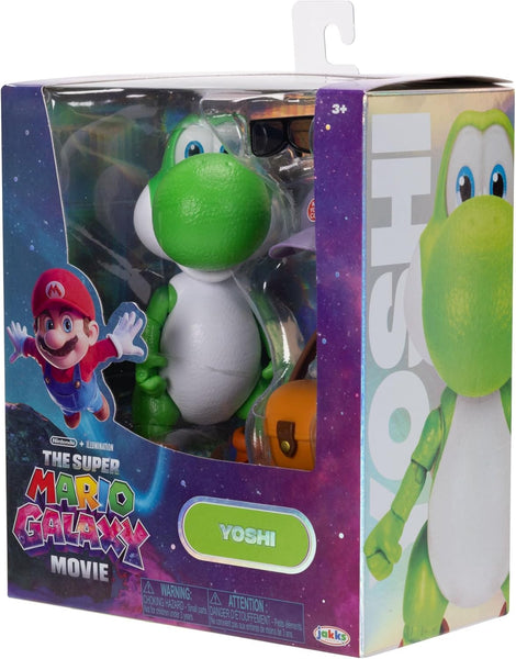 The Super Mario Galaxy Movie Yoshi 5 Inch Figure with Hat, Sunglasses, and Satchel