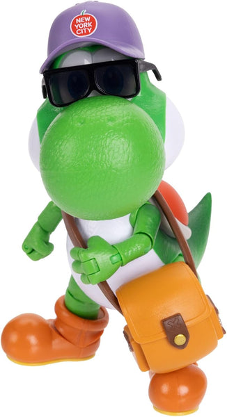 The Super Mario Galaxy Movie Yoshi 5 Inch Figure with Hat, Sunglasses, and Satchel