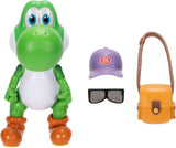 The Super Mario Galaxy Movie Yoshi 5 Inch Figure with Hat, Sunglasses, and Satchel