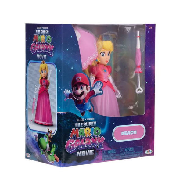 The Super Mario Galaxy Movie Princess Peach Figure with Parasol Accessories