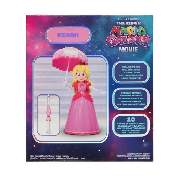 The Super Mario Galaxy Movie Princess Peach Figure with Parasol Accessories