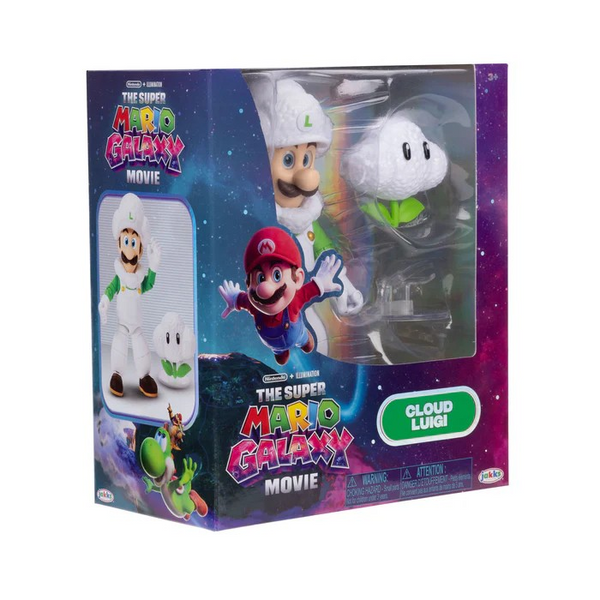 The Super Mario Galaxy Movie Cloud Luigi Figure with cloud accessory