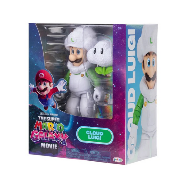 The Super Mario Galaxy Movie Cloud Luigi Figure with cloud accessory