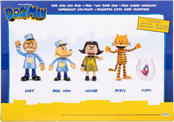 Jakks Pacific Dog Man 2.5 Inch Wave 3 Figures (Chief, Dog Man, Mayor, Petey, and Flippy)