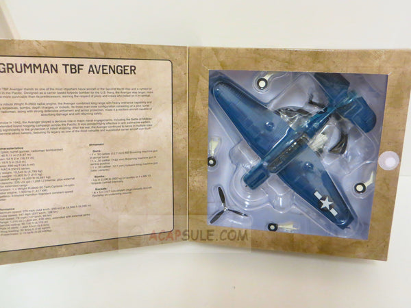 US Navy Grumman TBF Avenger - 1/72 Scale Diecast Model Plane with Stand