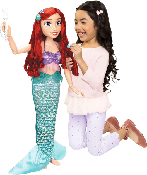Disney Princess Ariel My Size Doll 32” Tall & Poseable, Mermaid Outfit, Comes with Comb and Seashell Hair Pins