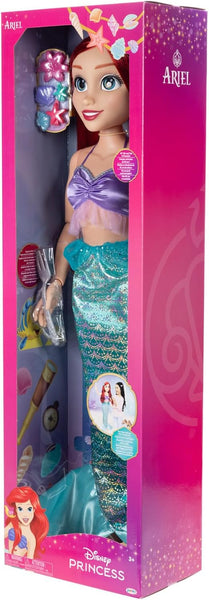 Disney Princess Ariel My Size Doll 32” Tall & Poseable, Mermaid Outfit, Comes with Comb and Seashell Hair Pins