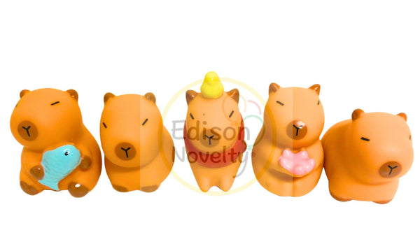 Set of Five 2 Inch Rubber Capybara Figures