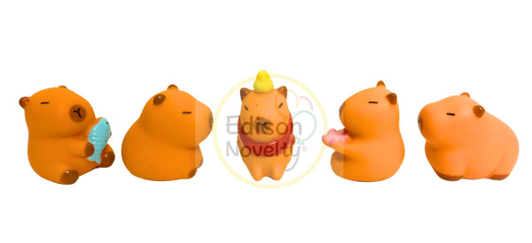 Set of Five 2 Inch Rubber Capybara Figures