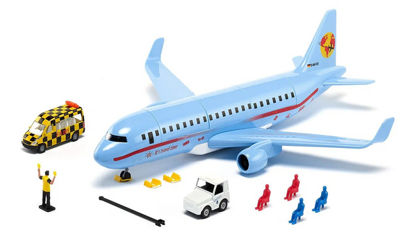 Siku Commercial Aircraft Playset (15 Inch plane with 2 Diecast Car and 8 Accessories)